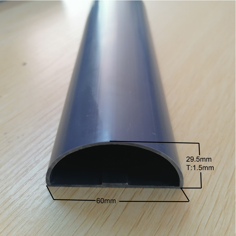 Curved PVC D shaped  plastic channel  semicircle pipe profile