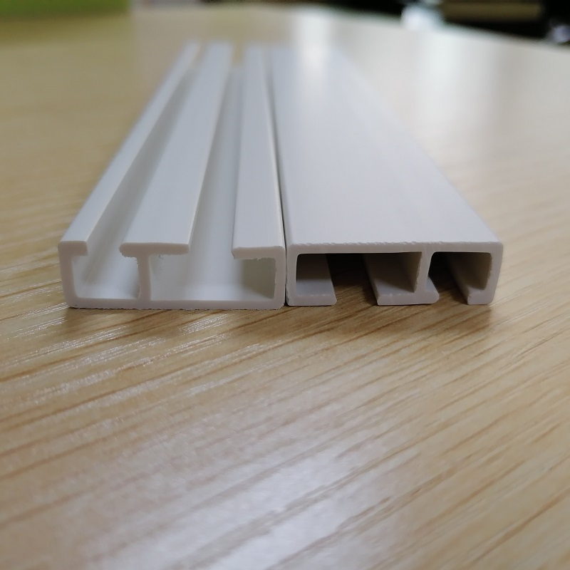 design and custom-made Rigid pvc E shaped raceway profile for curtain sliding part