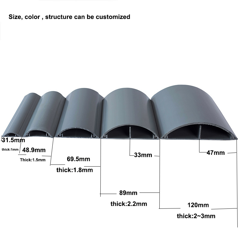 Rigid PVC trunking profile semi-circular arc ground wire cover cable hider shield  floor wire protector trunking